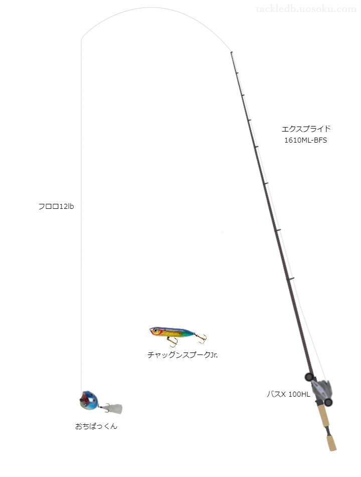 エクスプライド1610ML-BFSとバスX100HL及びフロロラインによるバス釣りタックル