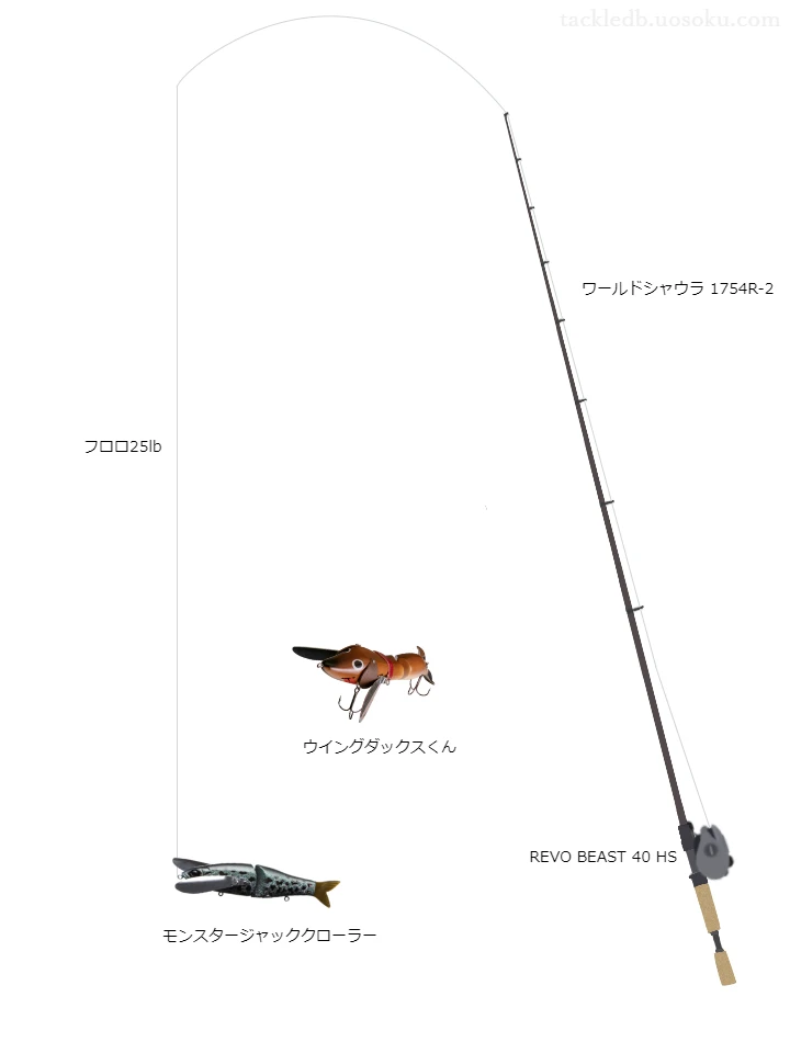 ワールドシャウラ1754R-2とレボBEAST40HSのバランスによるバス釣りタックル【仮想インプレ】