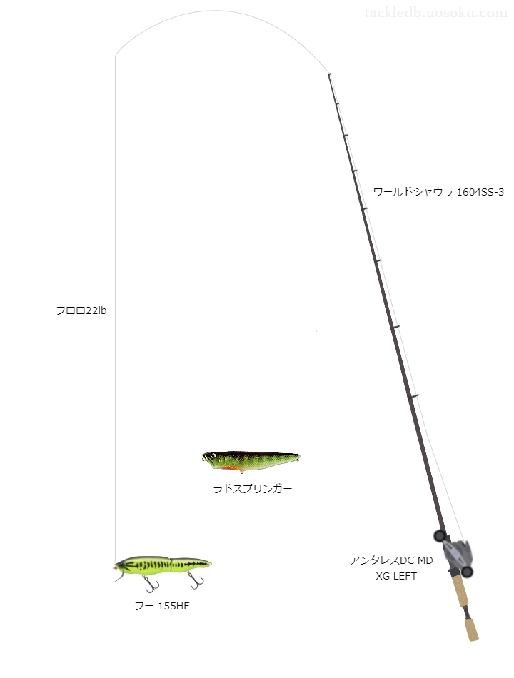 上級者向けバス釣りタックル。ワールドシャウラ1604SS-3とシマノのリール