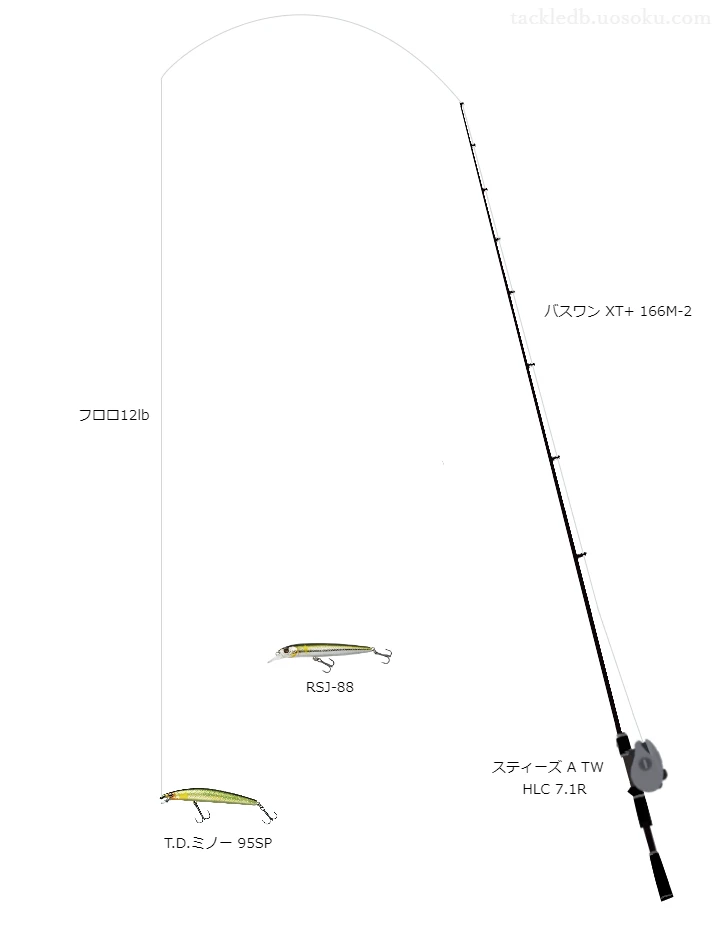 【須川湖】T.D.ミノー95SPのためのバス釣りタックル【バスワンXT+166M-2】