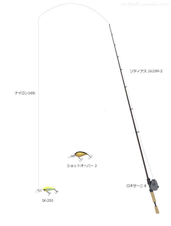 ゾディアス1610M-2とアブガルシアのリールでIK-250を使用するタックル