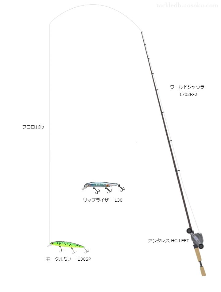 モーグルミノー130SPのためのバス釣りタックル【仮想インプレ】