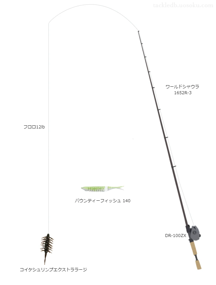 シマノのロッドとdepsのリールでコイケシュリンプエクストララージを使うバスタックル。【滝波ダム】