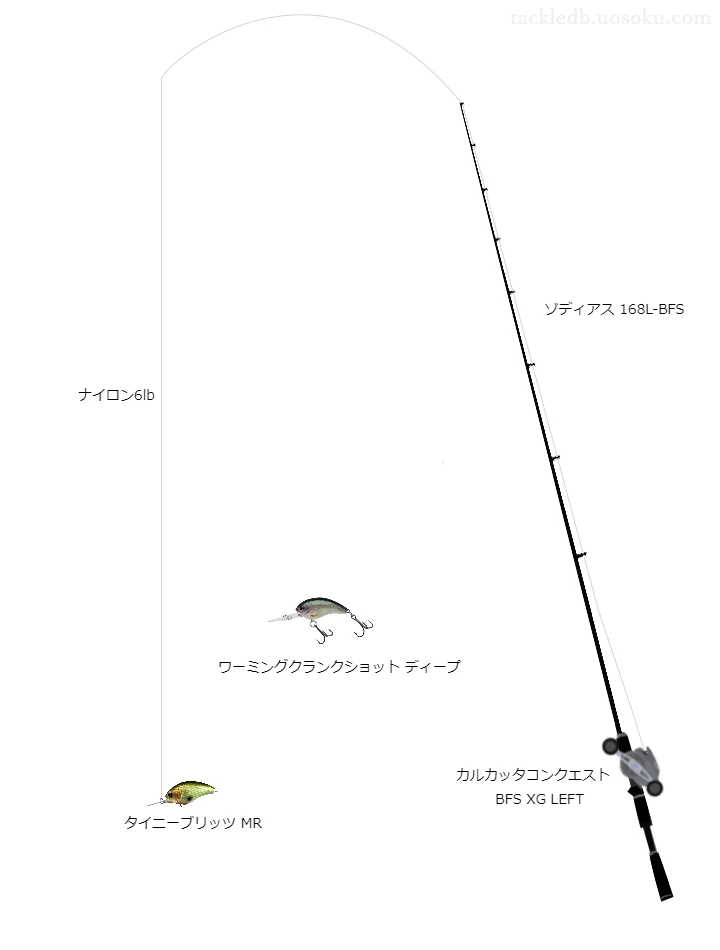 シューター・マシンガンキャスト6lbをカルカッタコンクエストBFSXGLEFTと共に使用したバスタックル【仮想インプレ】