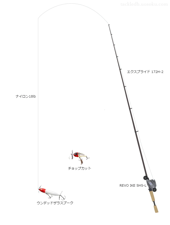 エクスプライド172H-2とアブガルシアのリールでウンデッドザラスプークを使用するタックル