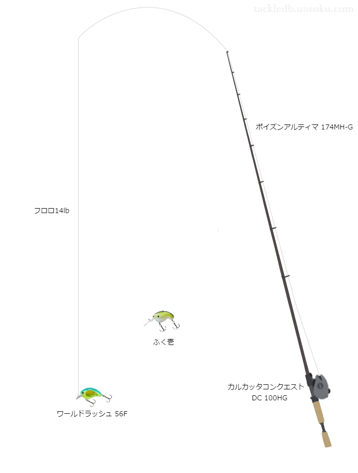 ポイズンアルティマ174MH-GとカルカッタコンクエストDC100HGの組合せによるバスタックル【仮想インプレ】