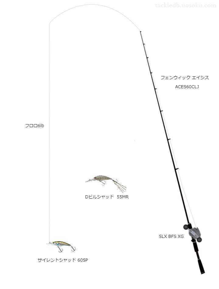 ティムコのロッドとシマノのリールでサイレントシャッド60SPを使うバスタックル。【長峰池】