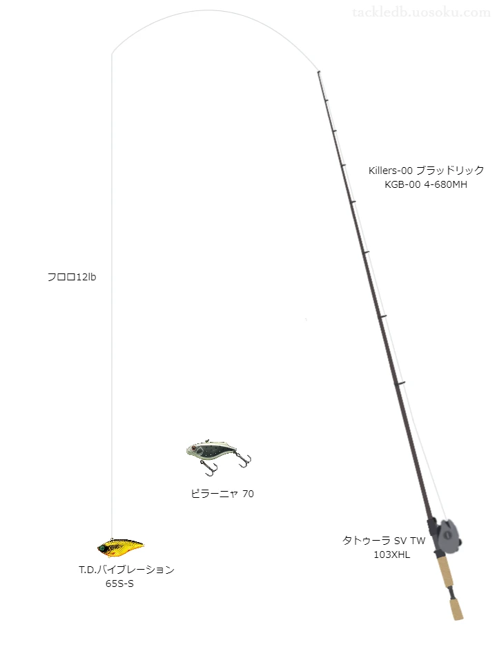 【吉井川】T.D.バイブレーションスティーズカスタム65S-Sのためのバス釣りタックル【Killers-00ブラッドリックKGB-004-680MH】