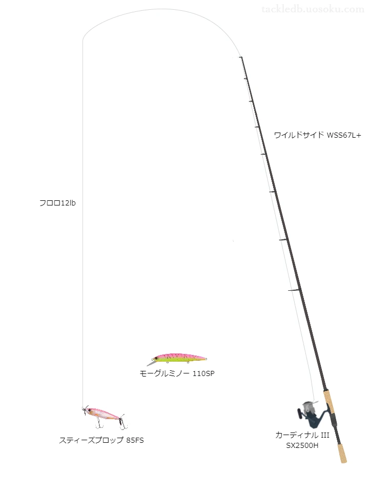 ワイルドサイドWSS67L+とアブガルシアのリールでスティーズプロップ85FSを使用するタックル