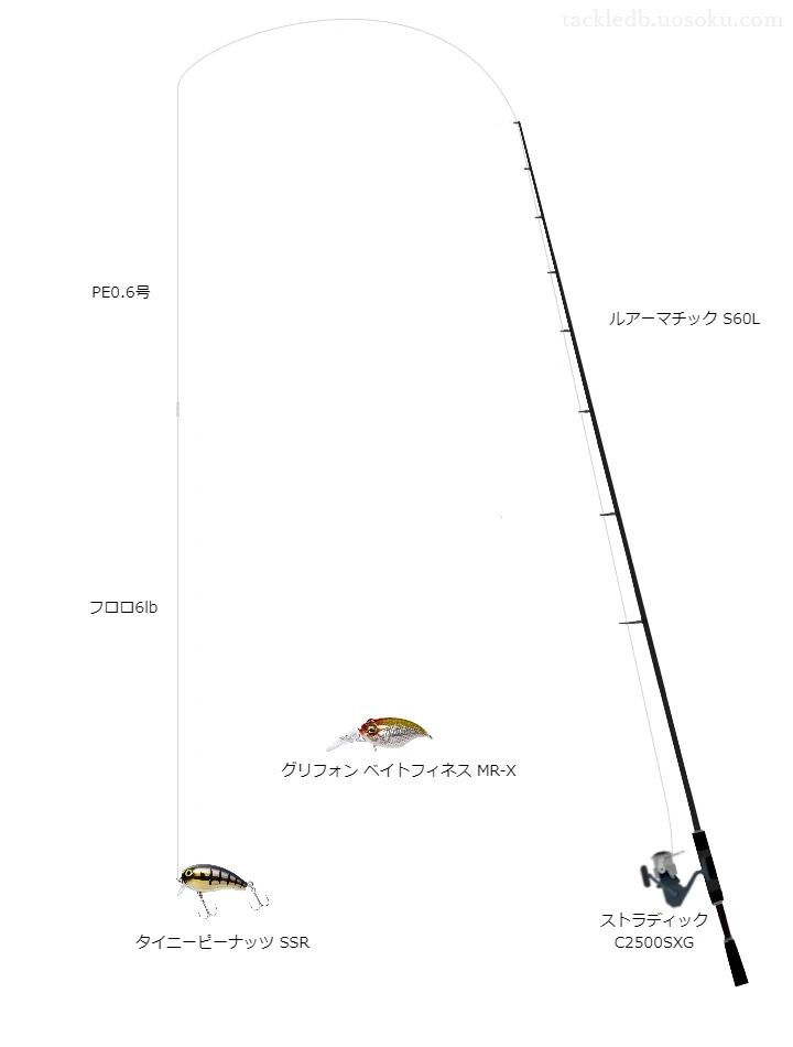 UVFタトゥーラセンサー×8＋Si20.6号とトラウトリーダーF6lbを使用したバスタックル【ルアーマチックS60L】