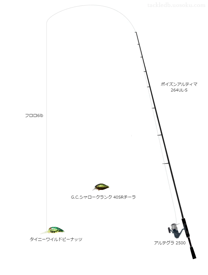 ポイズンアルティマ264UL-Sとアルテグラ2500のバランスによるバス釣りタックル【仮想インプレ】