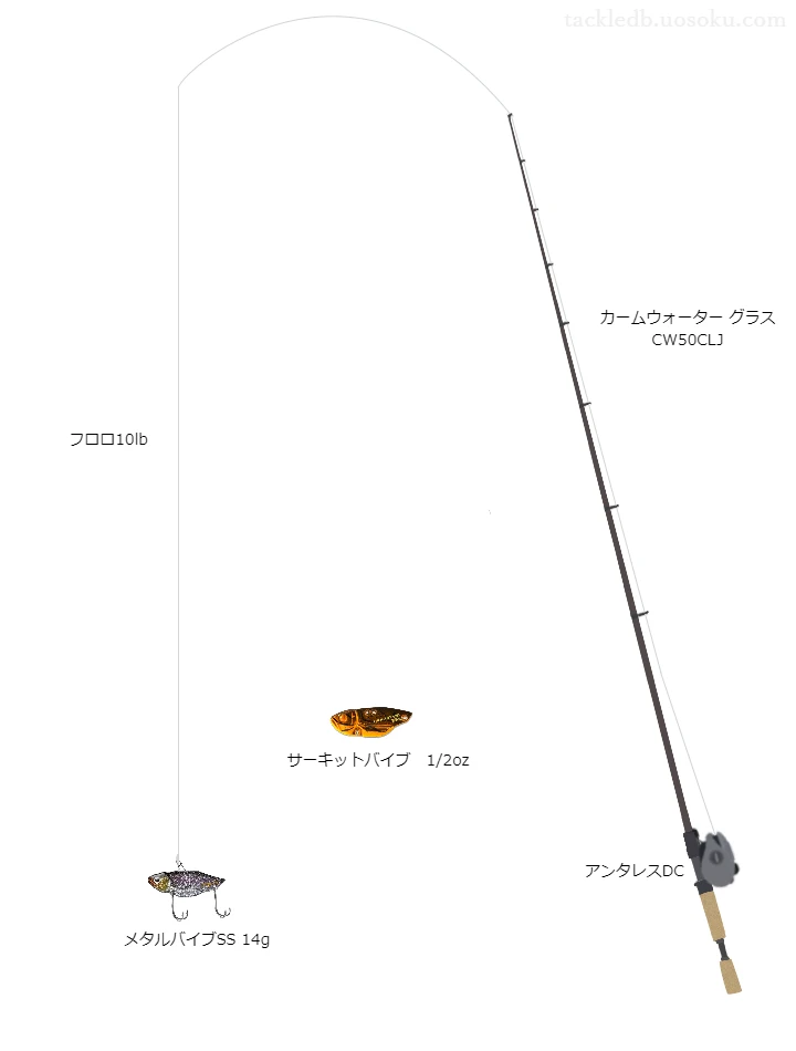 フェンウィックカームウォーターグラスCW50CLJとアンタレスDCRIGHTの組合せによるバスタックル【仮想インプレ】