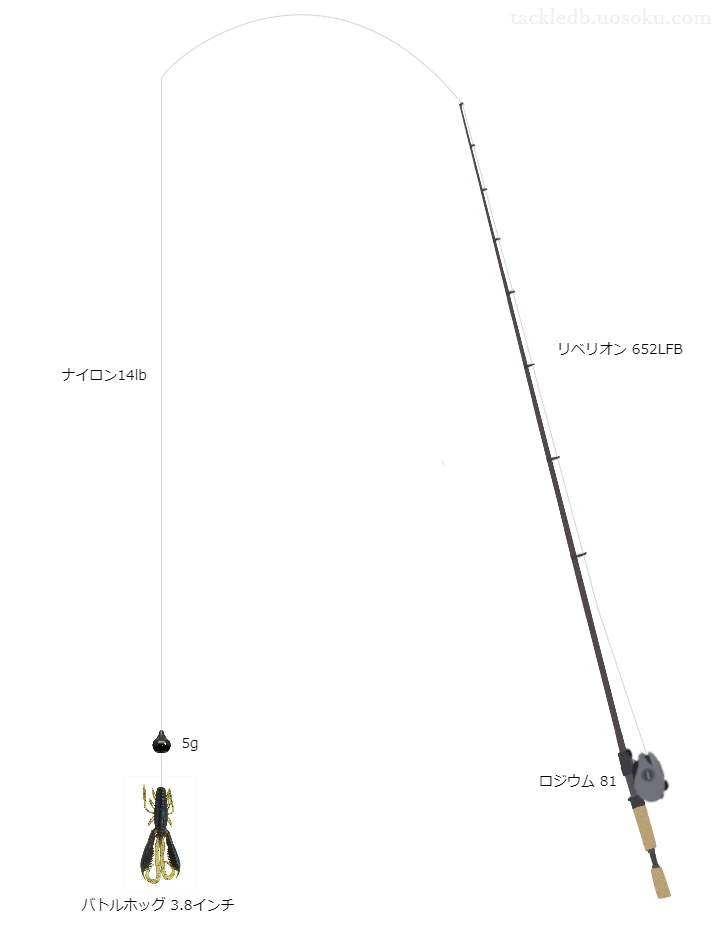 ビッグバスナイロン14lbをロジウム81と共に使用したバスタックル【仮想インプレ】