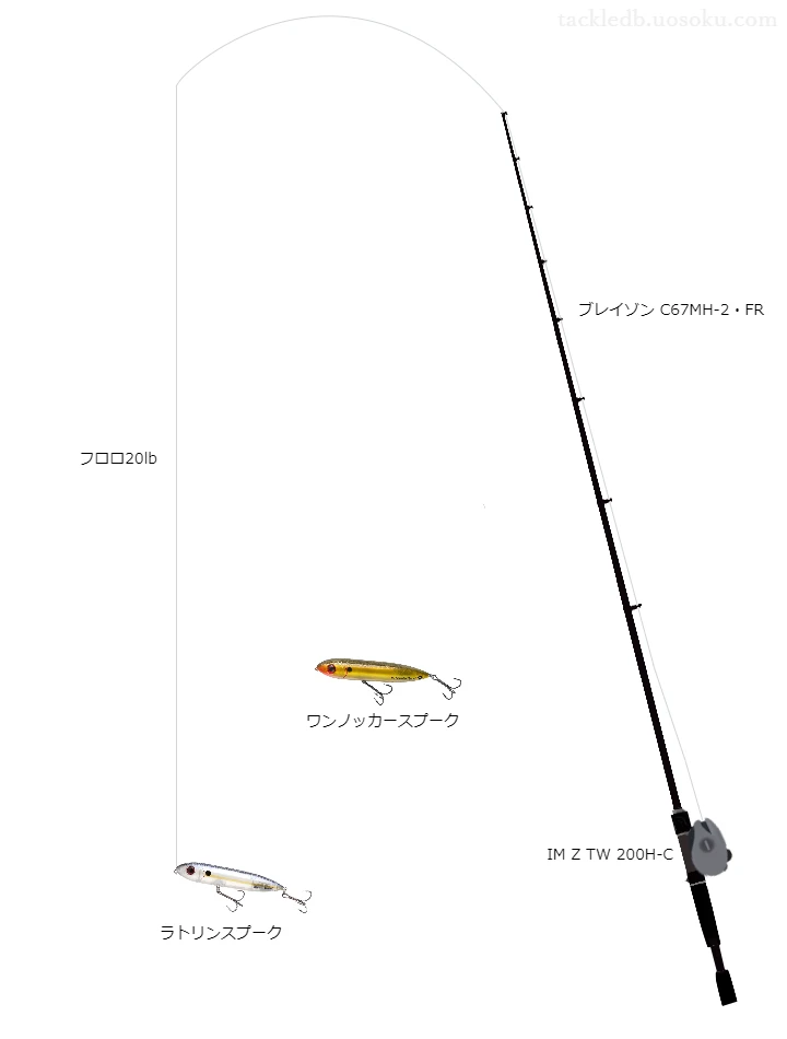 ブレイゾンC67MH-2・FRとIMZTW200H-C及びラトリンスプークによるバス釣りタックル