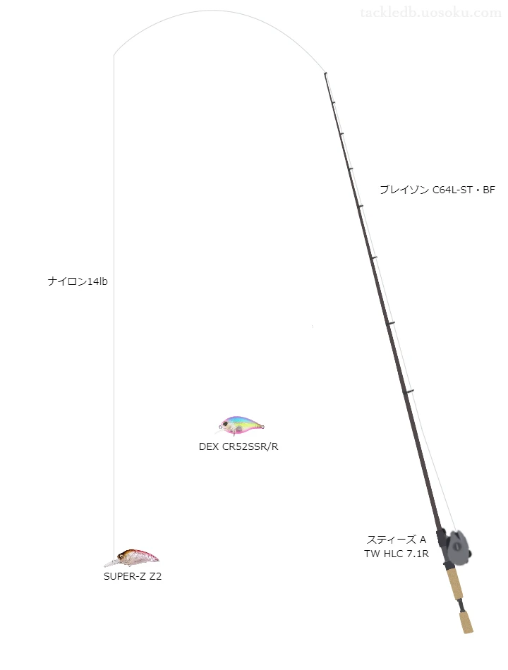 ダイワのロッドとダイワのリールでSUPER-ZZ2を使うバスタックル。【野池】