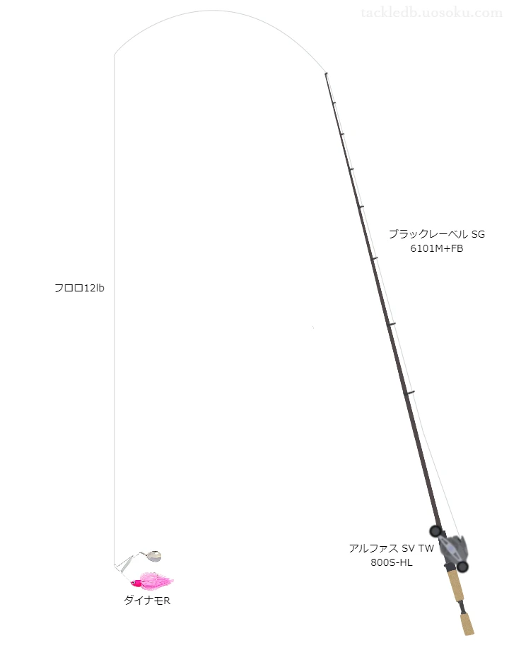 ブラックレーベルSG6101M+FBとダイワのリールでダイナモRを使用するタックル