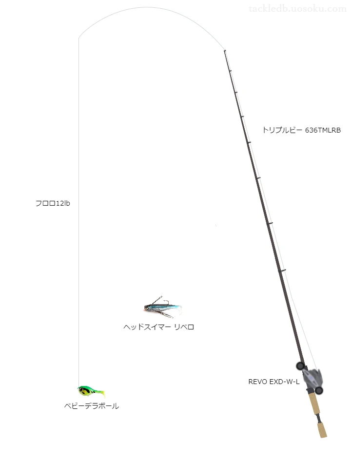 ベビーデラボールのためのバス釣りタックル。ダイワのロッドとアブガルシアのリール