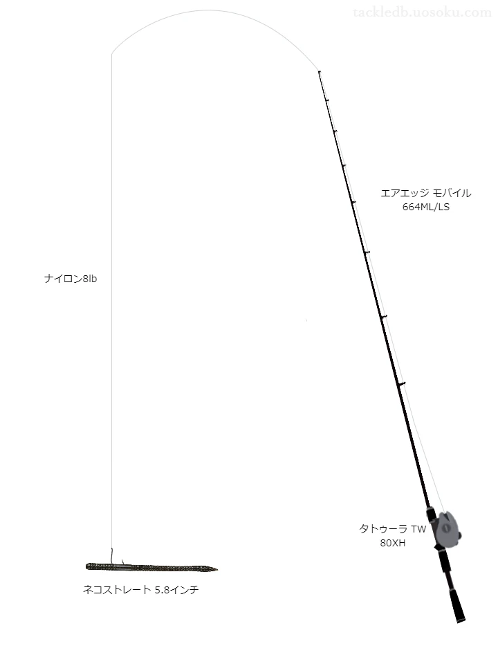 ダイワのロッドとダイワのリールでネコストレート5.8インチを使うバスタックル。【油木ダム】