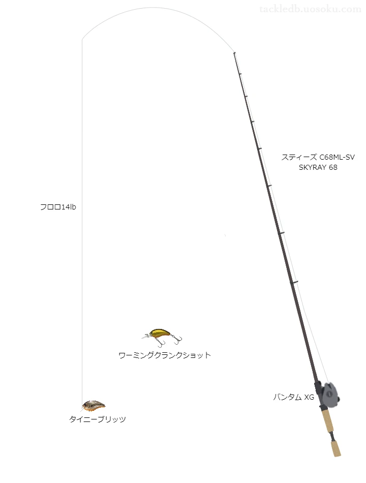 タイニーブリッツのためのバス釣りタックル。ダイワのロッドとシマノのリール