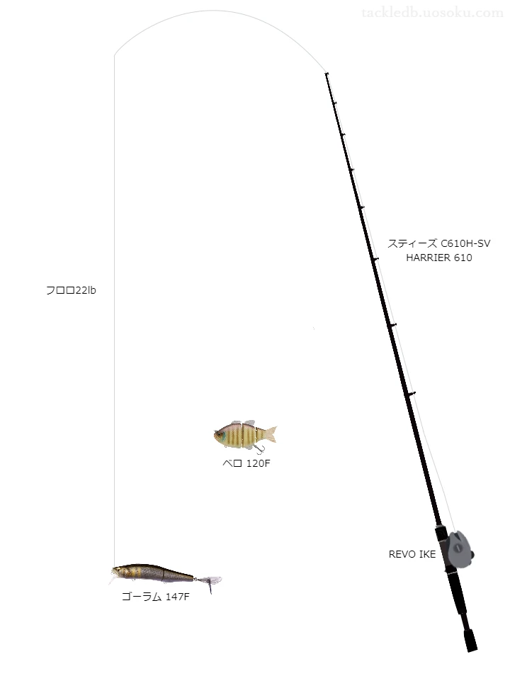 ゴーラム147Fのためのバス釣りタックル。ダイワのロッドとアブガルシアのリール