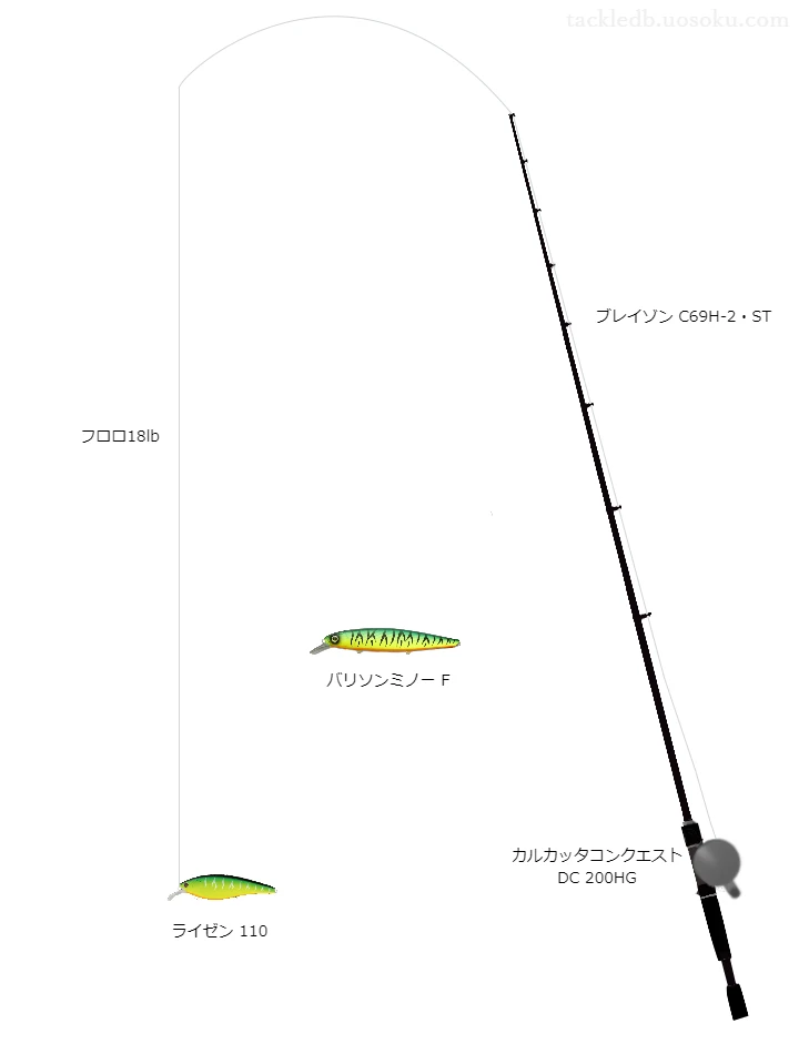 ブレイゾンC69H-2・STとカルカッタコンクエストDC200HG及びライゼン110によるバス釣りタックル