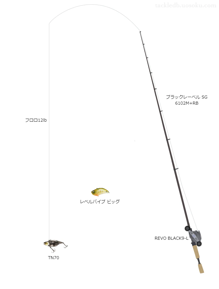 中級者に適したバス釣りタックル。ブラックレーベルSG6102M+RBとアブガルシアのリール