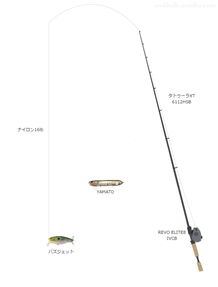 タトゥーラXT6112HSBとアブガルシアのリールでバズジェットを使用するタックル