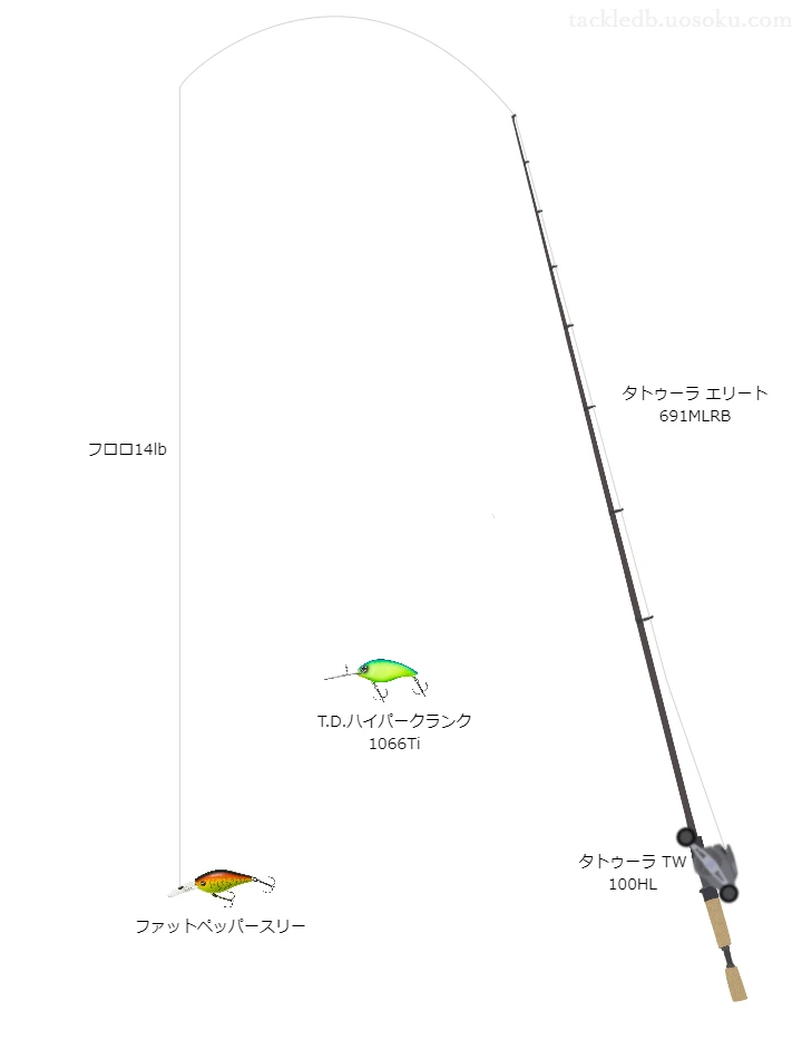 ファットペッパースリーのためのバス釣りタックル。ダイワのロッドとダイワのリール