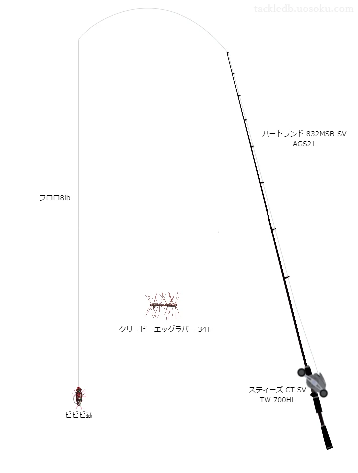 ビビビ蟲のためのバス釣りタックル。ダイワのロッドとダイワのリール