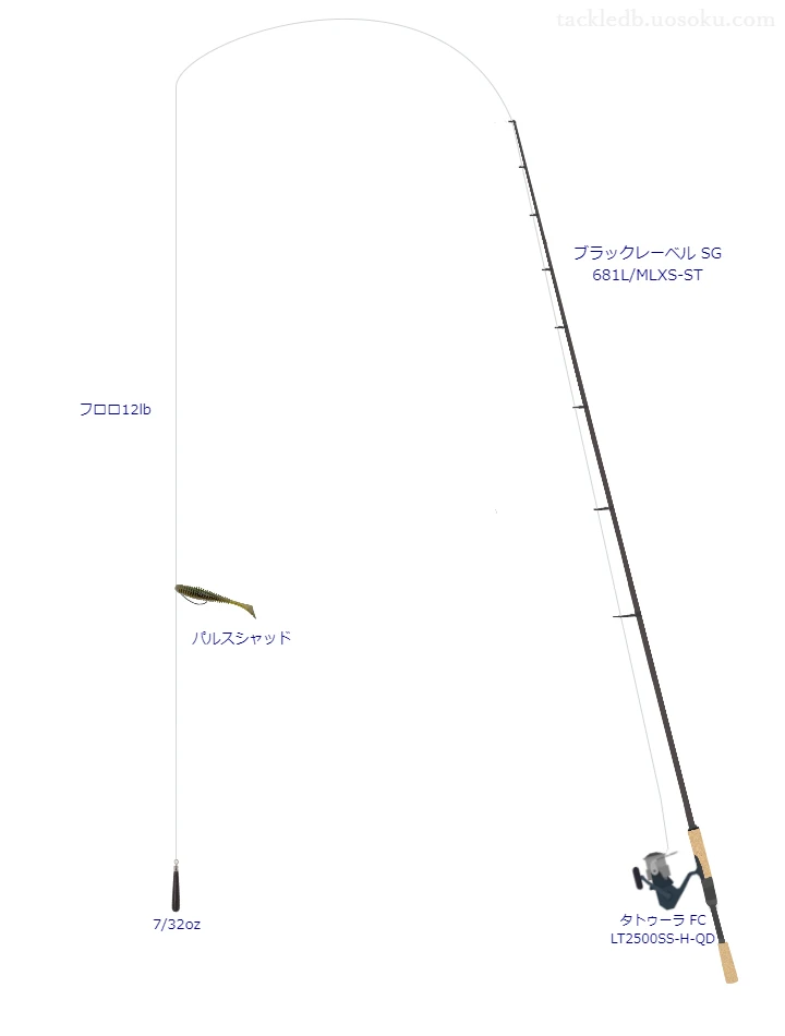 レッドスプール BF spec 12lbをブラックレーベル SG 681L/MLXS-STと使用したスピニングタックル【仮想インプレ】