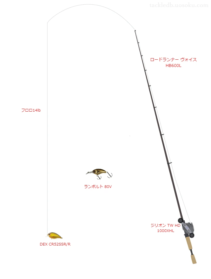 DEX CR52SSR/R用バス釣りタックル【ロードランナー ヴォイス HB600L】