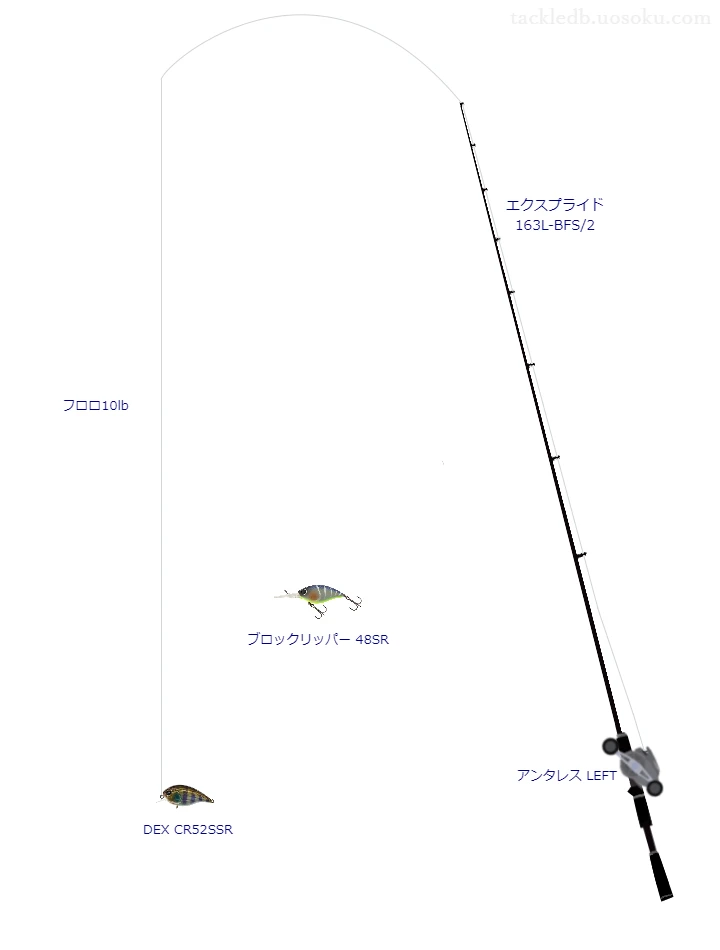 DEX CR52SSR 用バス釣りタックル【エクスプライド 163L-BFS/2】