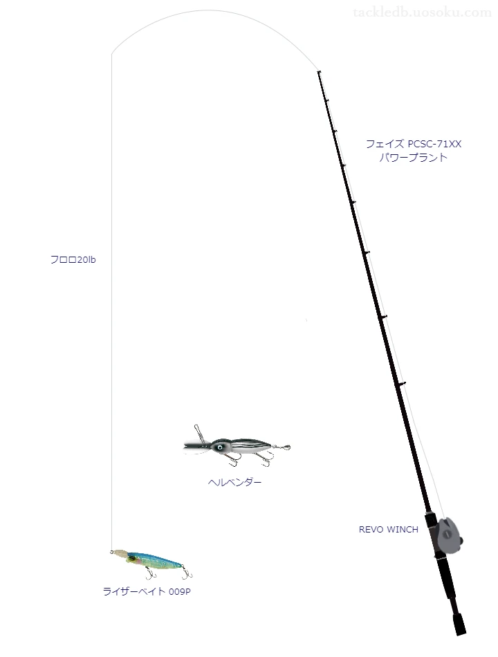 【大宮ダム】ライザーベイト 009Pのためのバス釣りタックル【フェイズ PCSC-71XX パワープラント】