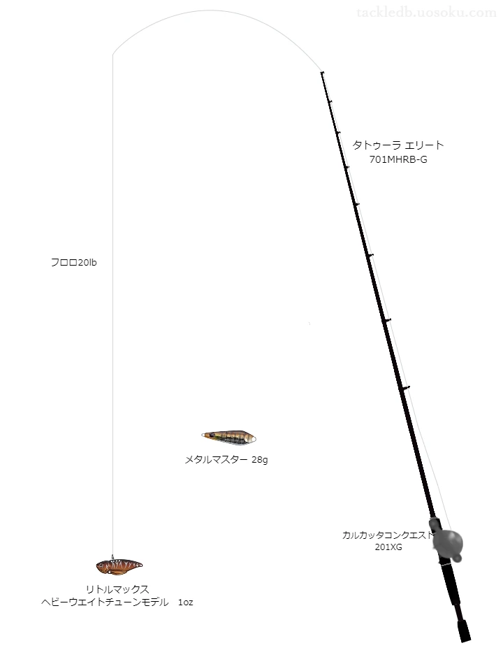 タトゥーラ エリート 701MHRB-Gとカルカッタコンクエスト 201XGを組み合わせたバスタックル【仮想インプレ】