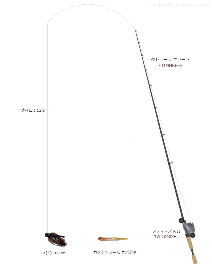 タトゥーラ エリート 701MHRB-Gとスティーズ A II TW 1000XHLを組み合わせたバスタックル【仮想インプレ】