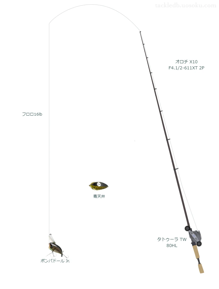 オロチ X10 F4.1/2-611XT 2Pとタトゥーラ TW 80HL,ポンパドール Jr.によるバス釣りタックル【仮想インプレ】