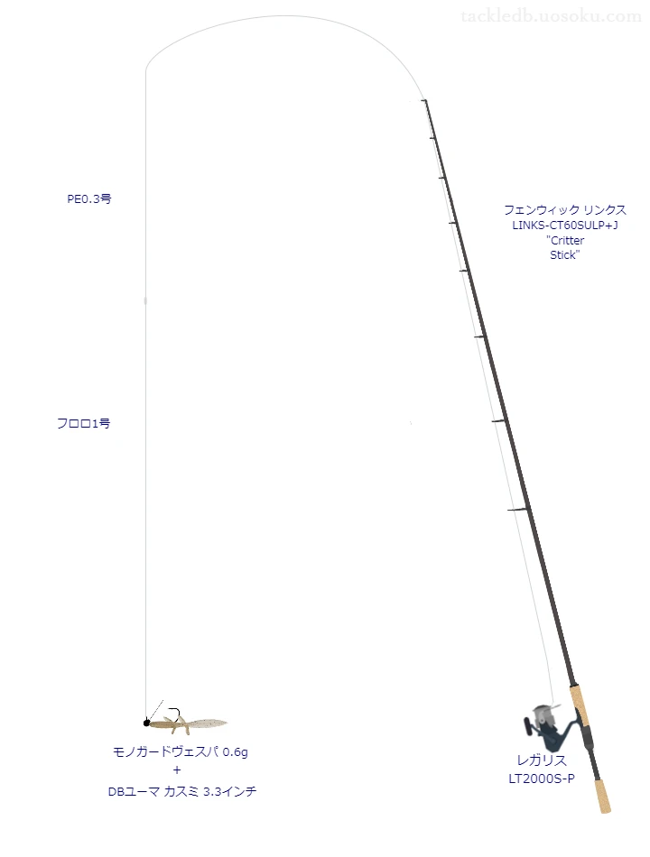 中級バス釣りタックル。フェンウィック リンクス LINKS-CT60SULP+J "Critter Stick"とダイワのリール