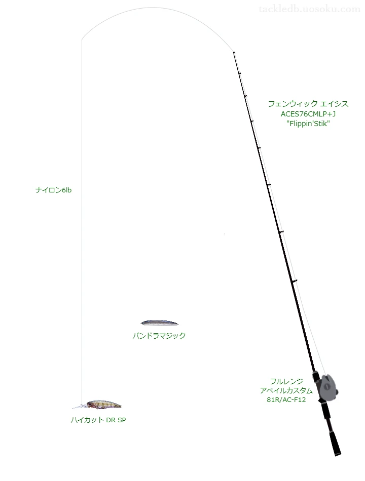 アディクト 6lbをフェンウィック エイシス ACES76CMLP+J と使用したベイトタックル【仮想インプレ】