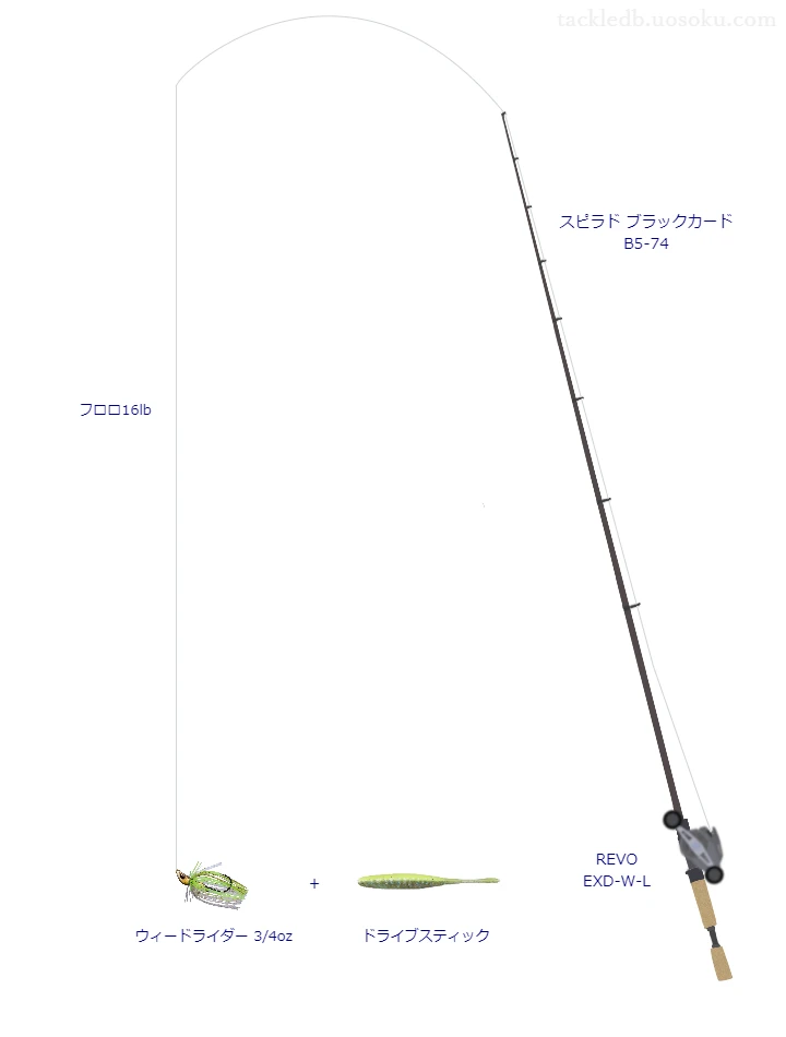 ウィードライダー 3/4ozを使うバス釣りタックル【スピラド ブラックカード B5-74】