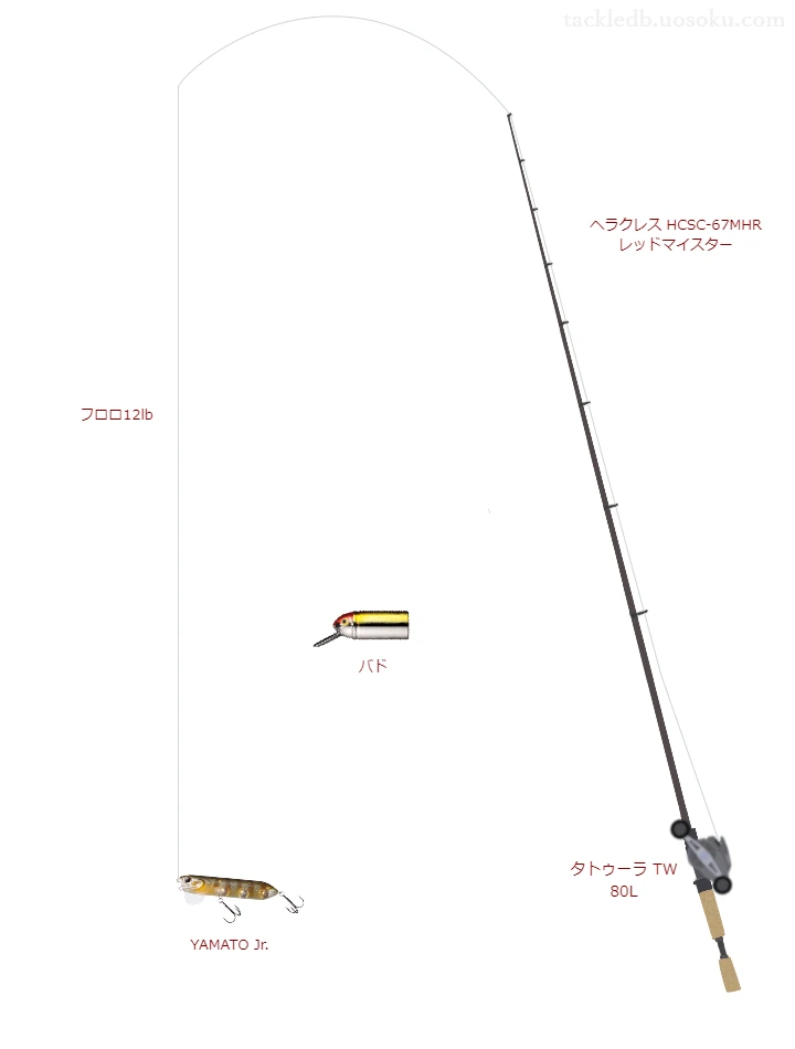 レッドスプール レグナム 12lbをヘラクレス HCSC-67MHR レッドマイスターと使用したベイトタックル【仮想インプレ】