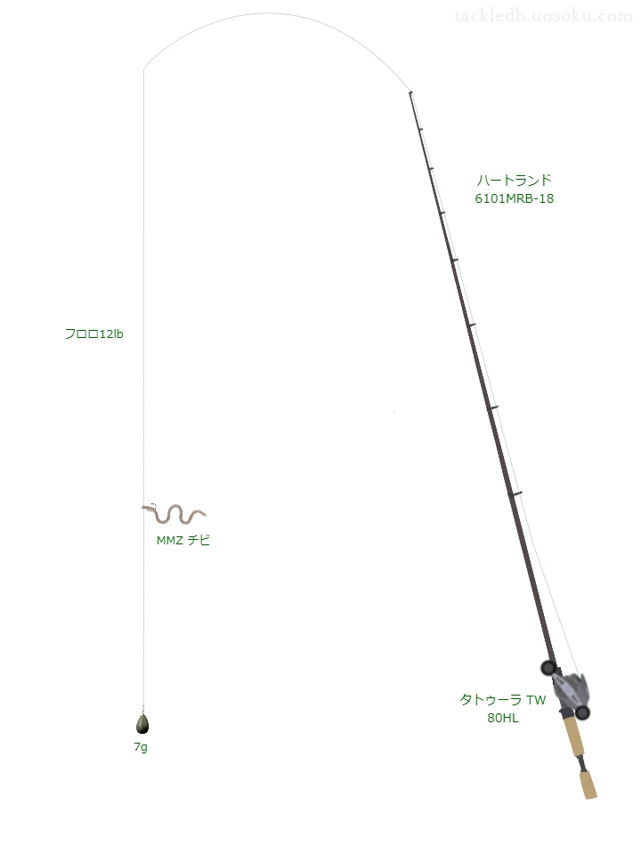  ハートランド 6101MRB-18とダイワのリールでMMZ チビダウンショットリグを使用するタックル