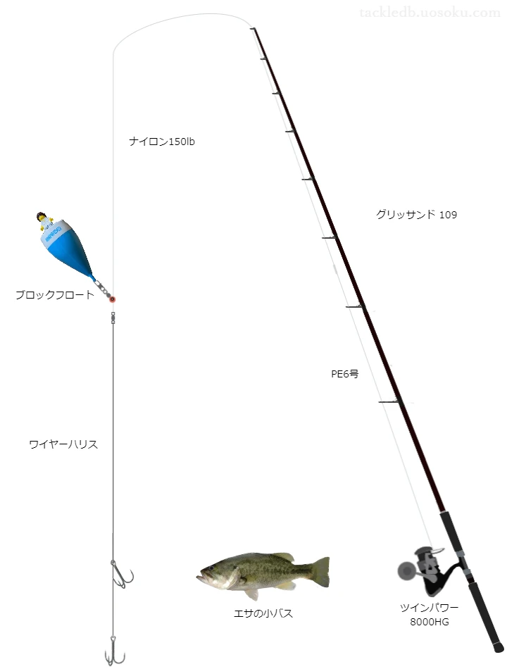 泳がせ釣りに関するタックル、仕掛け図解