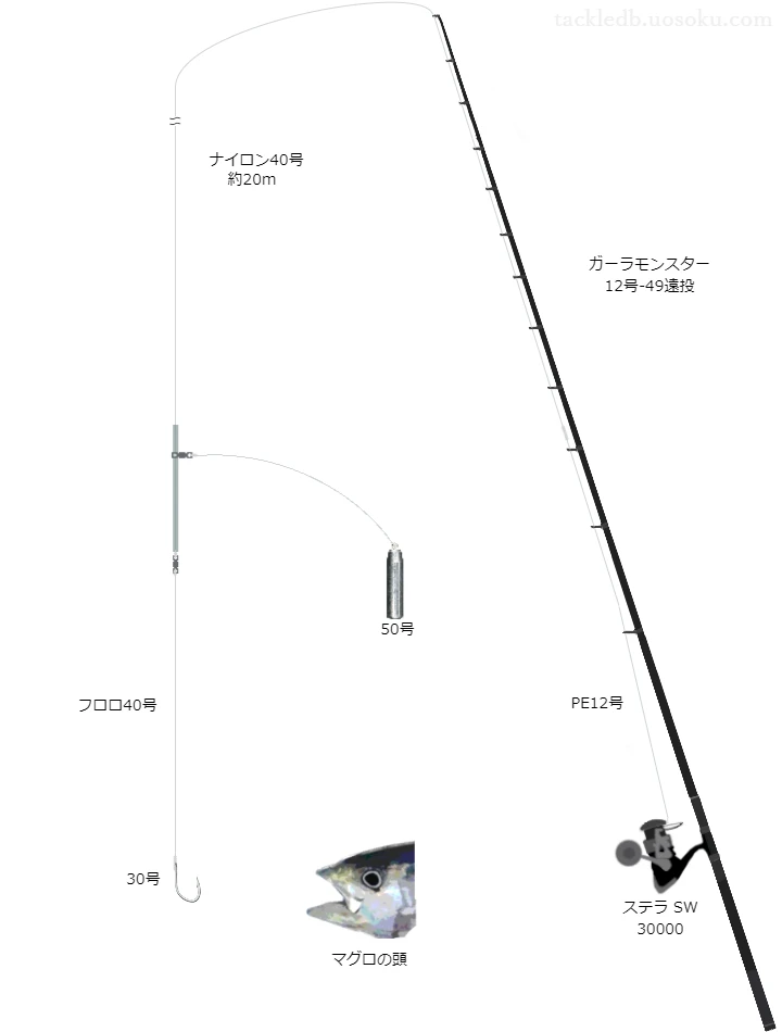 打ち込み釣りに関するタックル、仕掛け図解