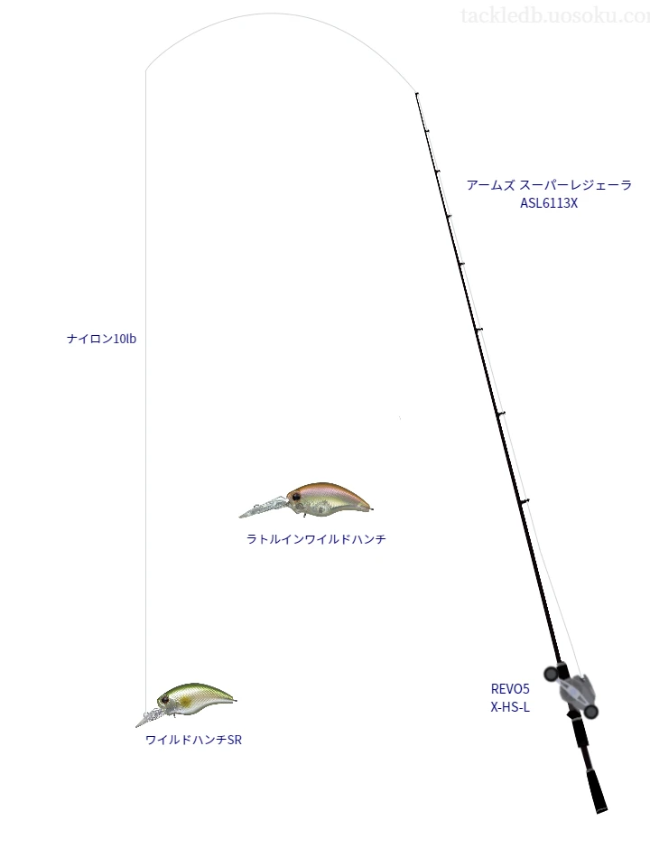 アームズ スーパーレジェーラ ASL6113Xと REVO5 X-HS-L,ワイルドハンチSRによるバス釣りタックル【仮想インプレ】