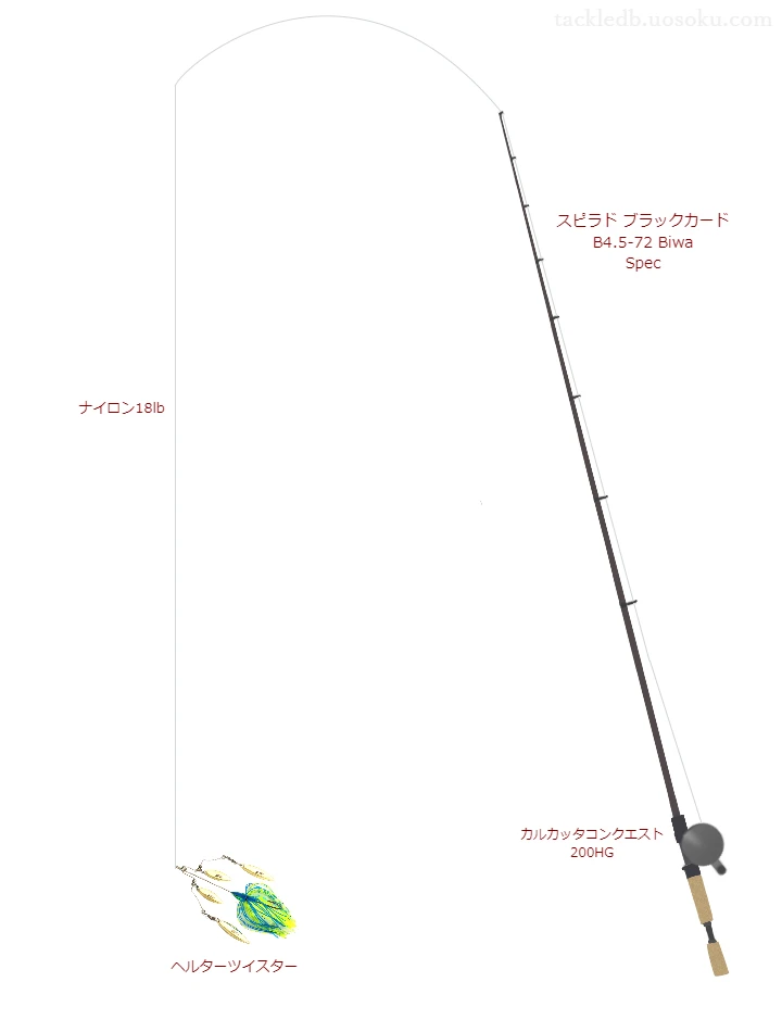 シューター・マシンガンキャスト 18lbをスピラド ブラックカード B4.5-72 Biwa Specと使用したベイトタックル【仮想インプレ】