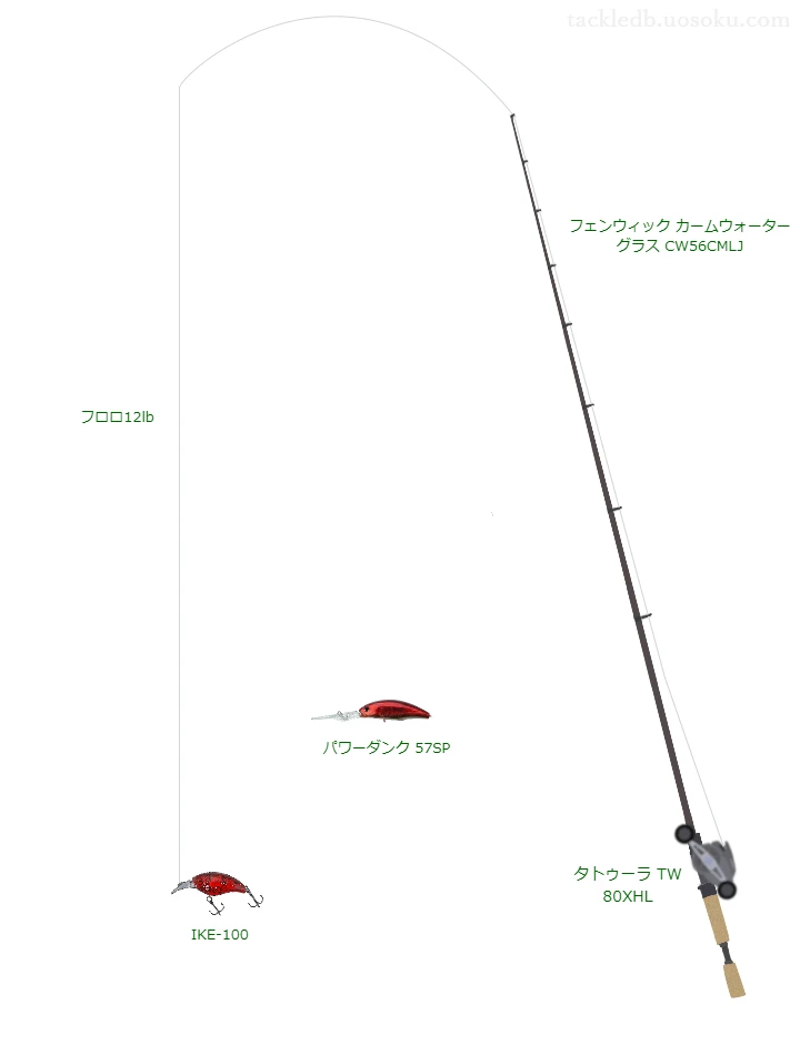  カームウォーター グラス CW56CMLJとタトゥーラ TW 80XHL,IKE-100によるバス釣りタックル【仮想インプレ】