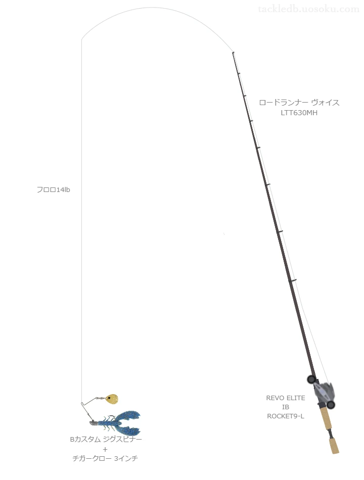 ロードランナー ヴォイス LTT630MHとアブガルシアのリールでBカスタム ジグスピナーを使用するタックル