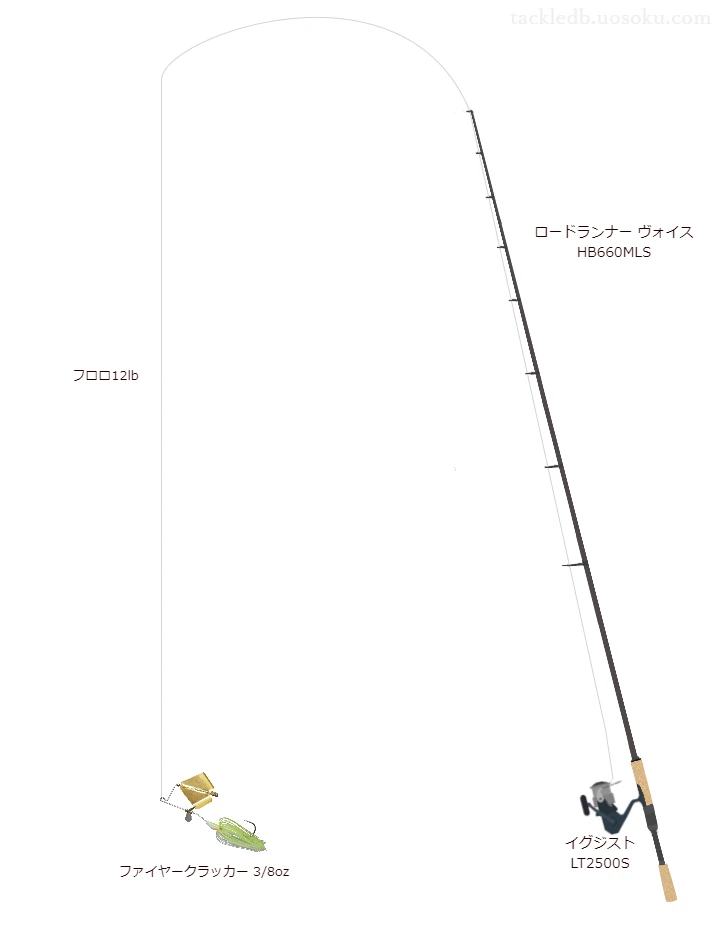 【蛭沢湖】ファイヤークラッカー 3/8ozのためのバス釣りタックル【ロードランナー ヴォイス HB660MLS】