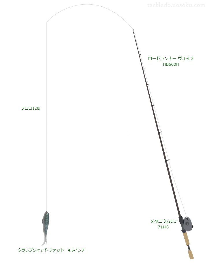 シューター FCスナイパー 12lbをロードランナー ヴォイス HB660Hと使用したベイトタックル【仮想インプレ】