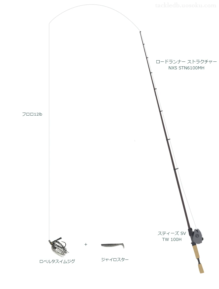 ロードランナー ストラクチャー NXS STN6100MHとスティーズ SV TW 100Hを組み合わせたバスタックル【仮想インプレ】